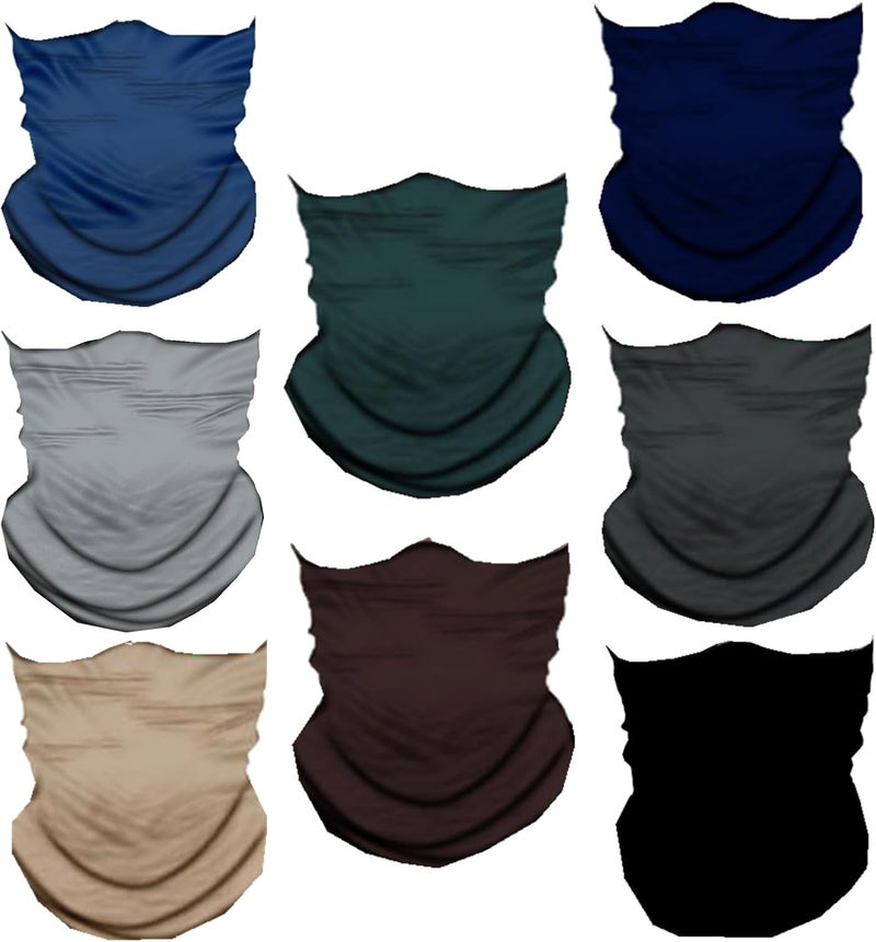 WYSUMMER 8PCS Scarves Bandanas Face Tube Black Headband, Motorcycle Multi Function Headwear Hat Scarf Neck Warmer Balaclava - Image 1